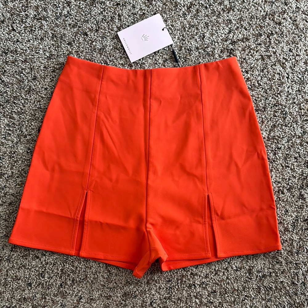Hello Molly Orange High Waist Shorts